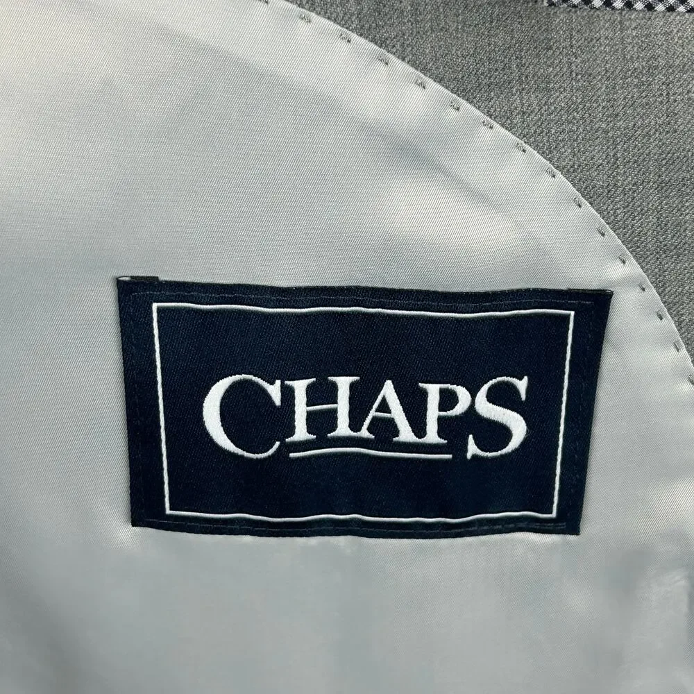 Chaps Performance Suit Wool Blend Jacket and Pants Light Grey Size 48L 38x34